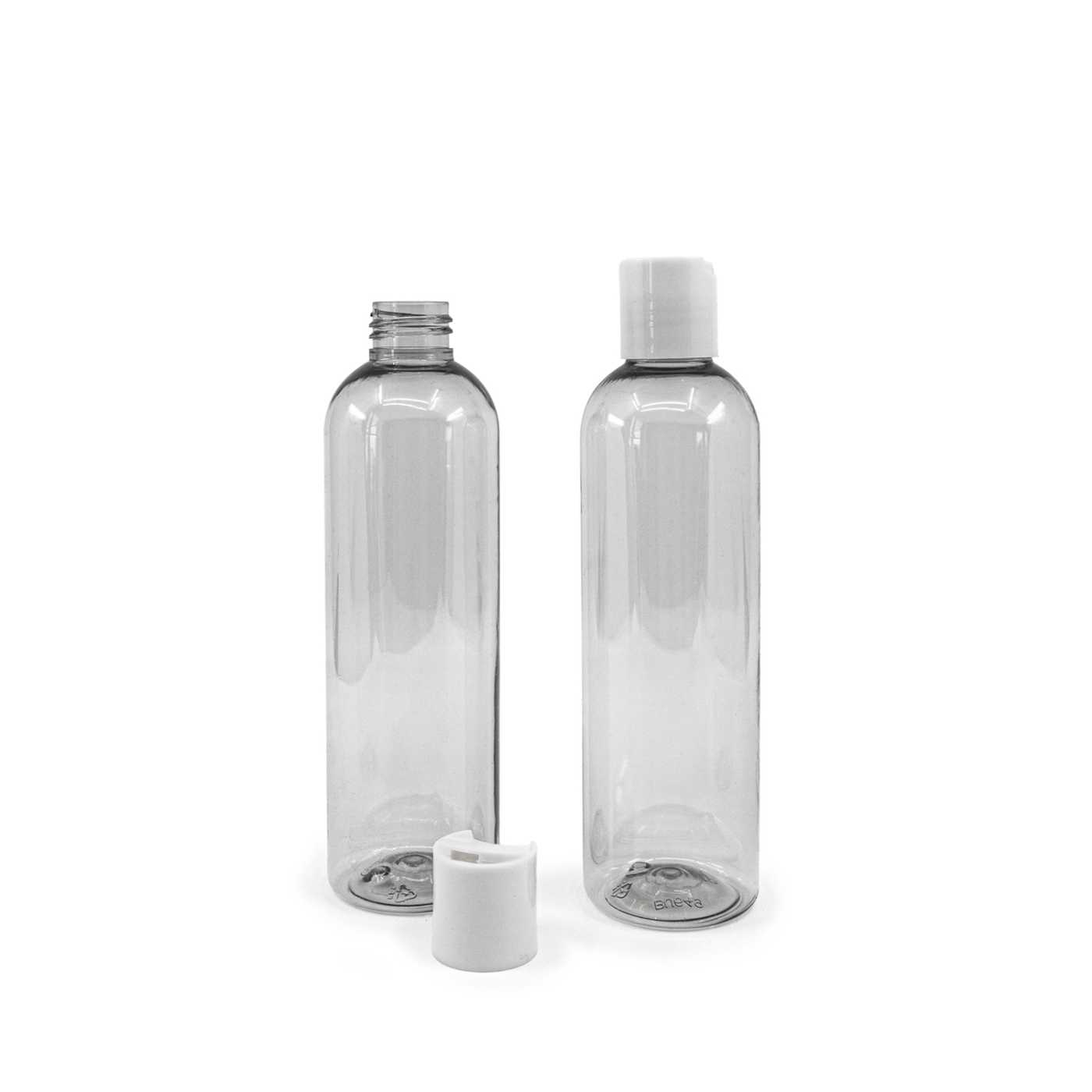 Butelka plastikowa z recyklingu, biały disc top, 250 ml