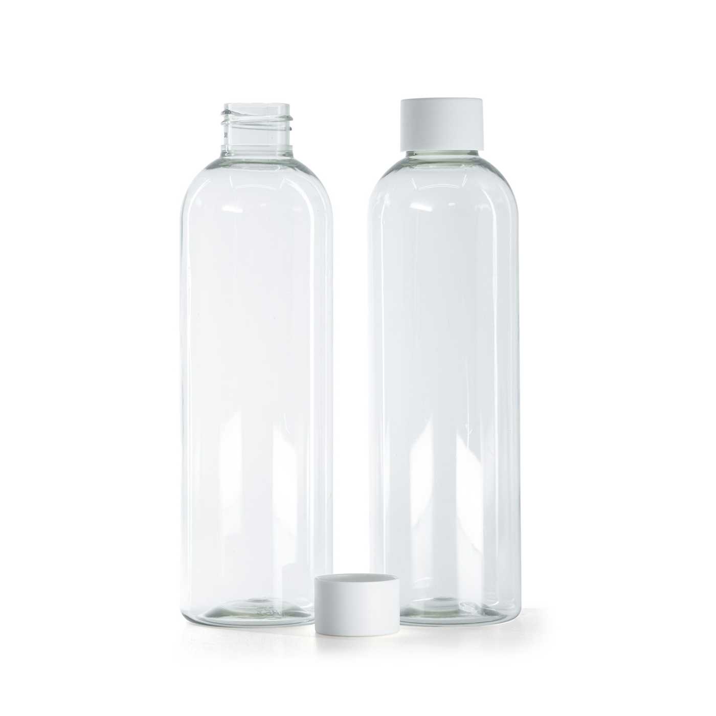 Bouteille en plastique recyclé, bouchon blanc mat, 250 ml