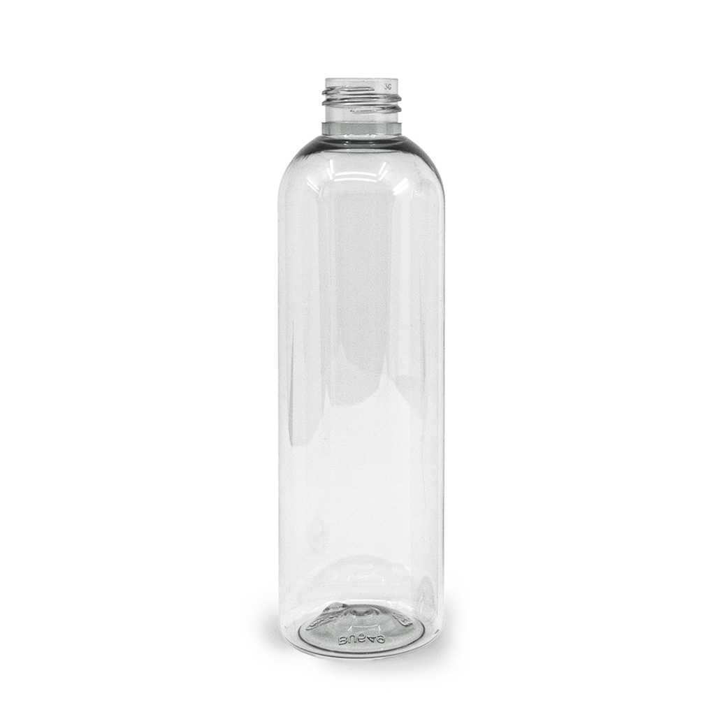 Bouteille en plastique recyclé transparente, 250 ml, col 24/410