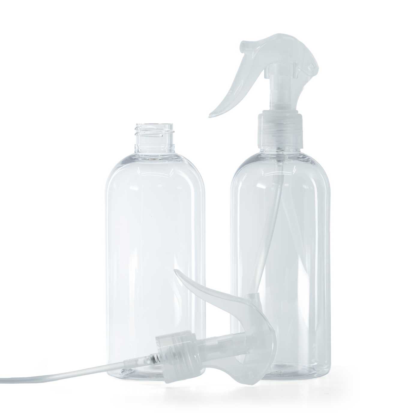 Butelka plastikowa przezroczysta, okrągła, spryskiwacz przezroczysty, 300 ml