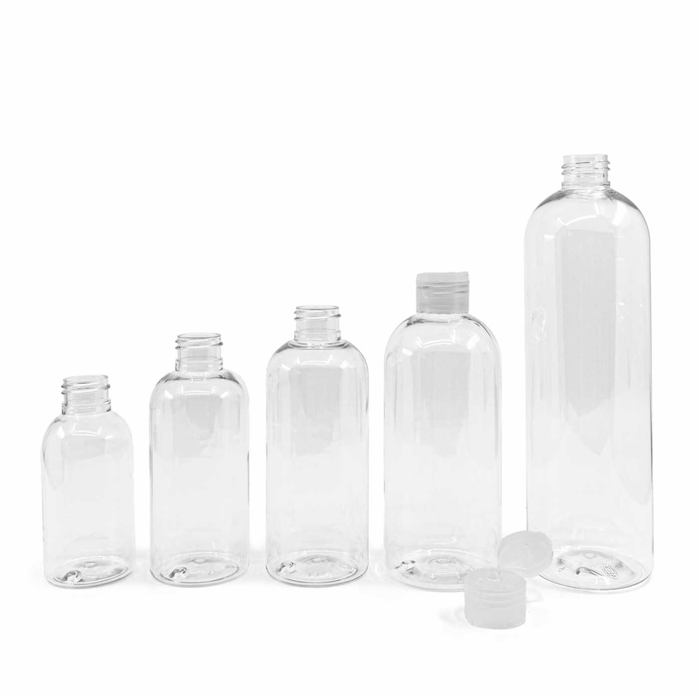 Butelka plastikowa, przezroczysta zaokrąglona, flip top przezroczysty, 500 ml