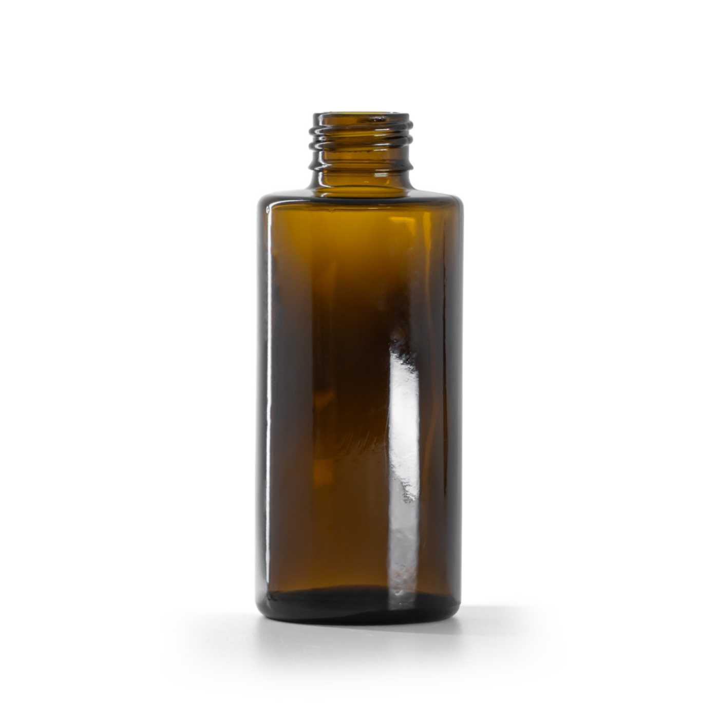 Flacon en verre ambré, col droit, 24 mm, 100 ml