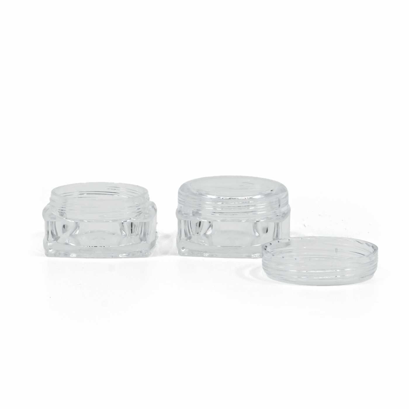 Klarer quadratischer Kunststofftiegel 3 ml