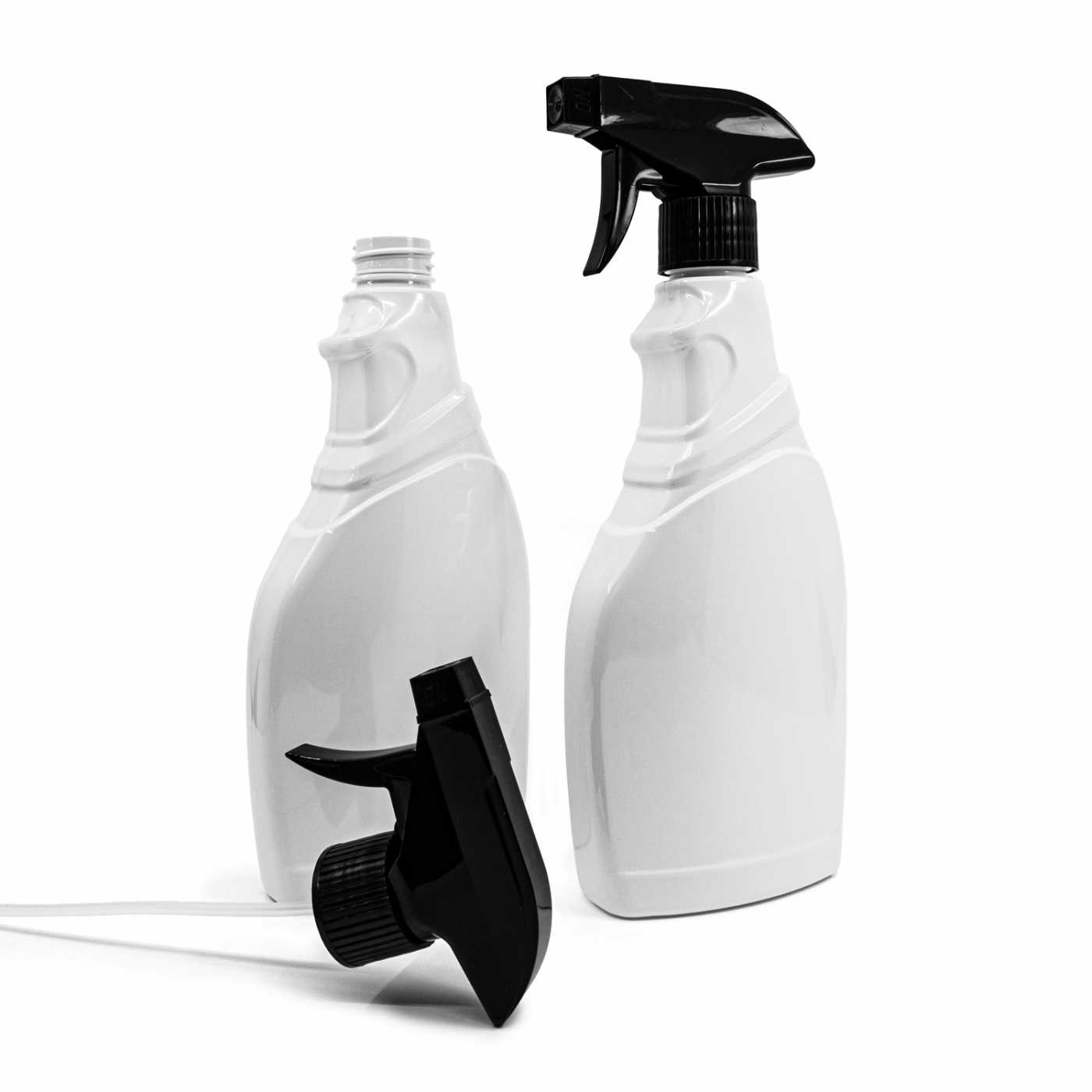 Biela fľaša na čistiace prostriedky, čierny rozprašovač 500 ml