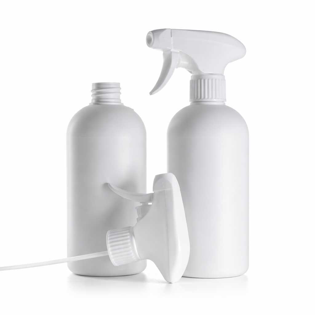 Flacon en plastique blanc HDPE, pulvérisateur à gâchette blanc, 500 ml