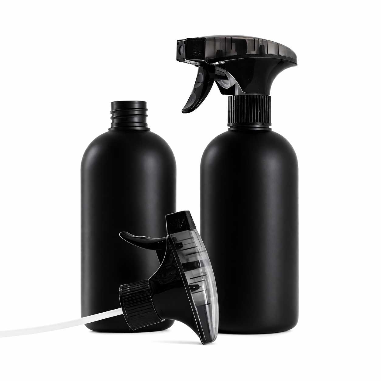Bouteille en plastique HDPE noire, pulvérisateur à gâchette moussant noir, 500 ml
