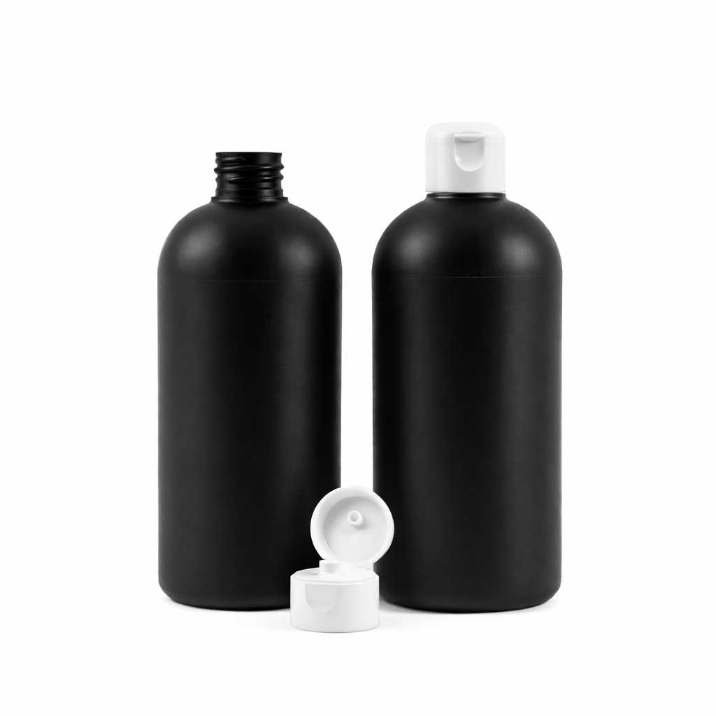 Plastová láhev HDPE, černá, flip top, 500 ml