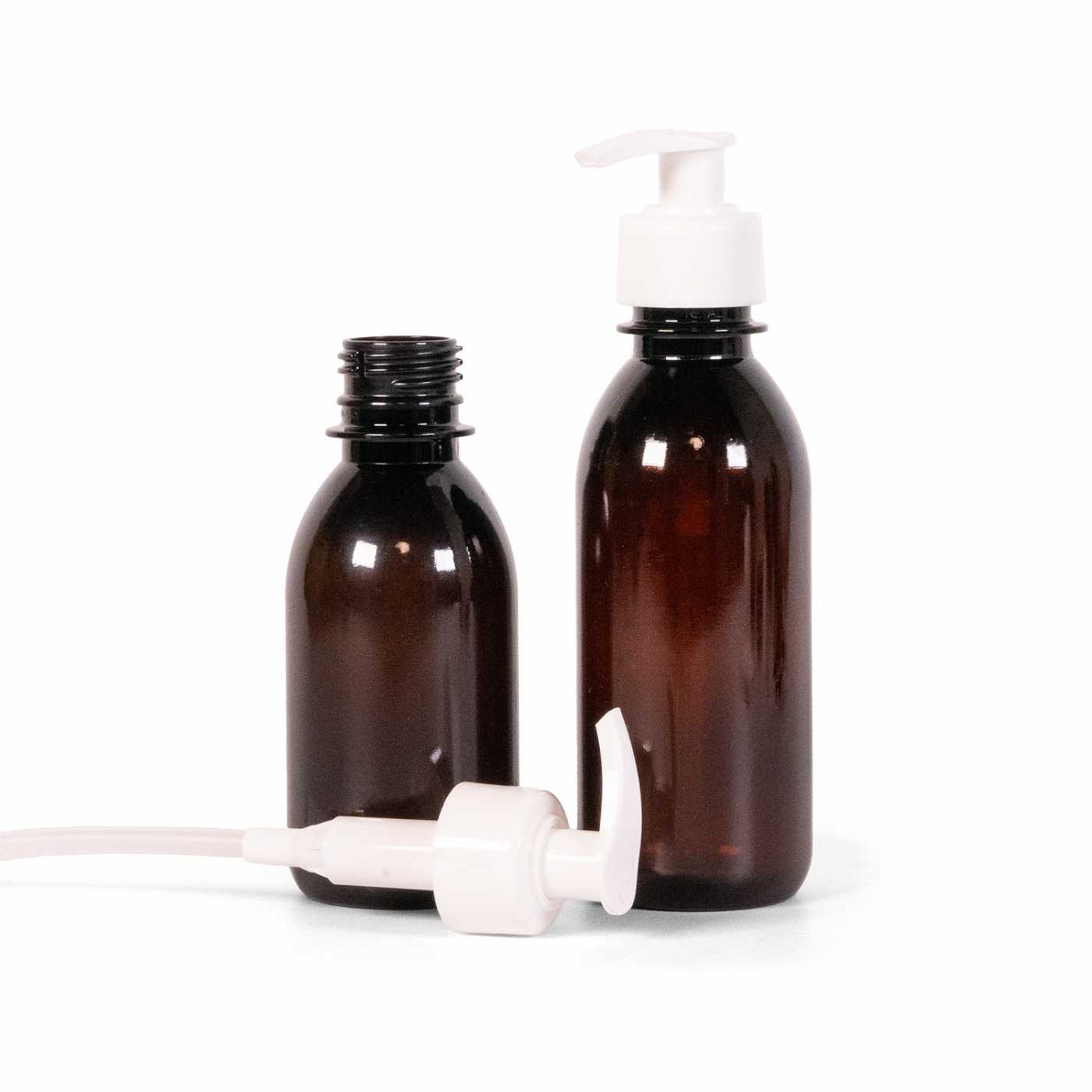 Butelka plastikowa apteczna, dozownik biały gładki 130 mm, 150 ml