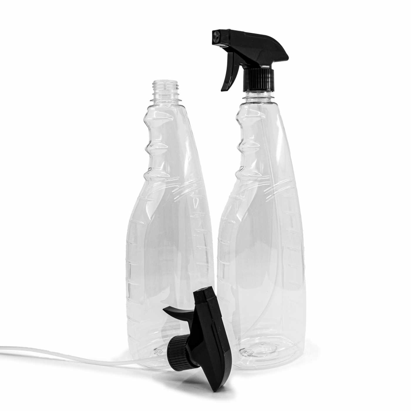 Kunststoffflasche für Reinigungsmittel, schwarzer Zerstäuber, 1 l