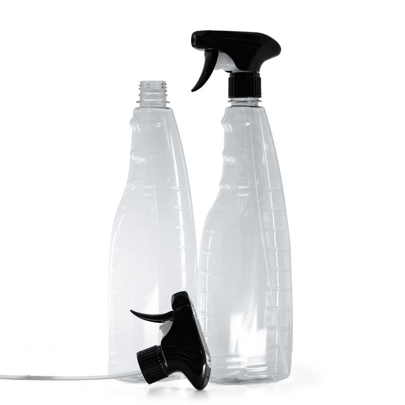 Kunststoffflasche für Reinigungsmittel, schwarzer Triggersprüher, 1000 ml