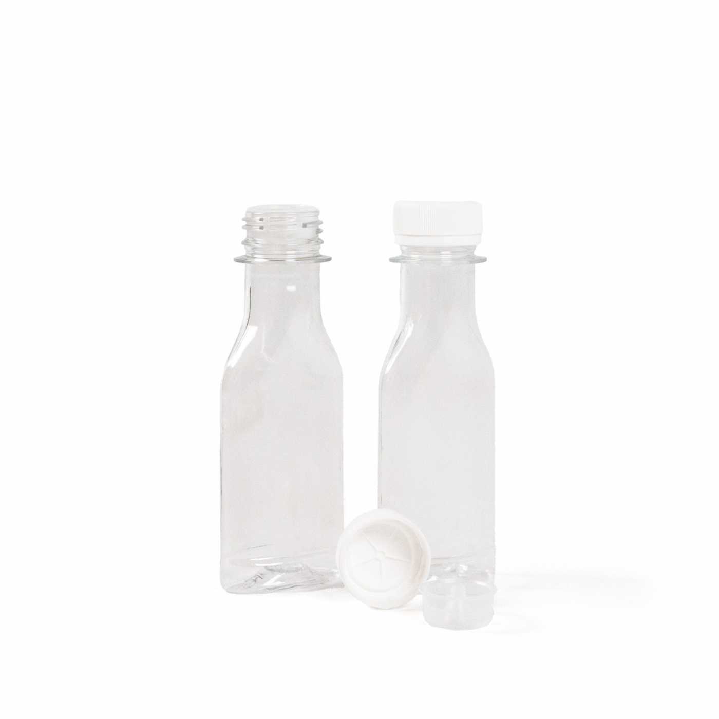 Fläschchen aus Kunststoff, flach, transparent, 50 ml, Verschluss mit Pipette