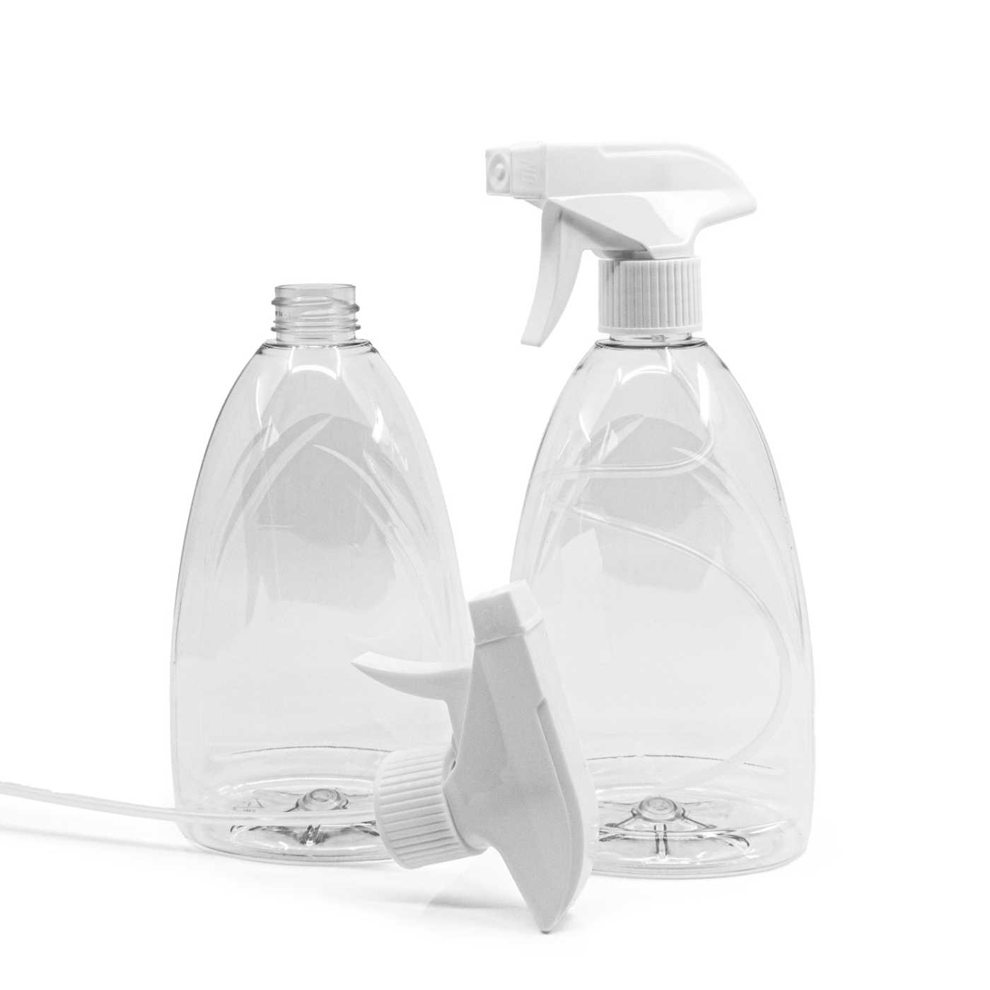 Kunststoffflasche für Seife, transparent, 500 ml, weißer Triggersprüher