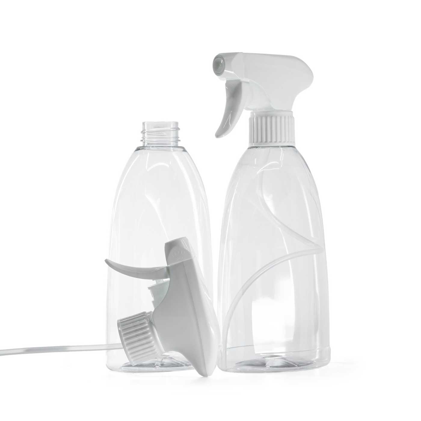 Kunststoffflasche für Seife, transparent, weißer Triggersprüher, 500 ml