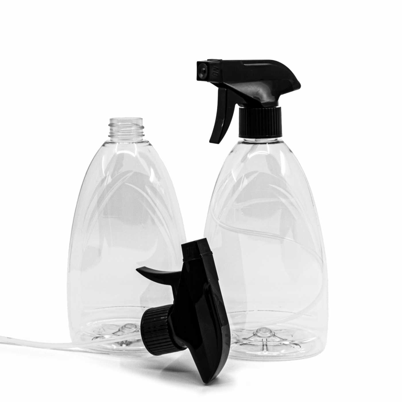 Butelka plastikowa na mydło, przezroczysta, 500 ml, atomizer czarny