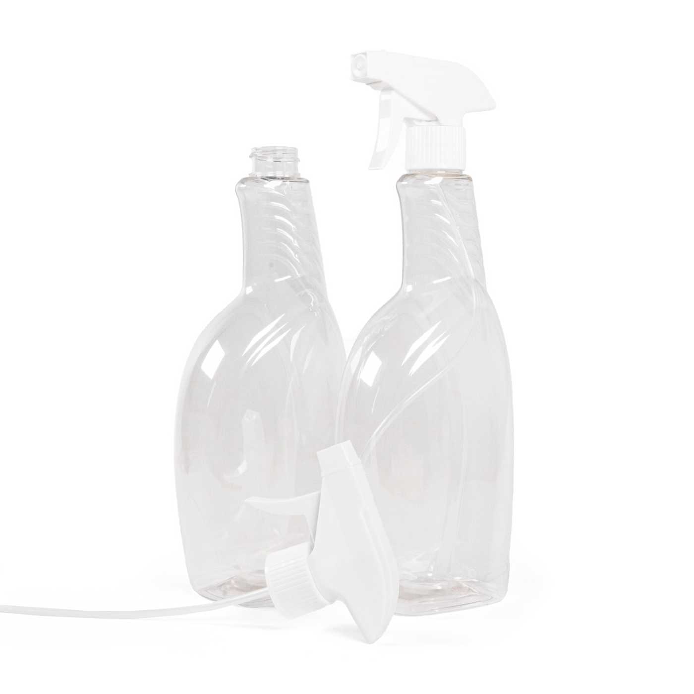 Kunststoffflasche für Reinigungsmittel, transparent, weißer Triggersprüher, 750 ml
