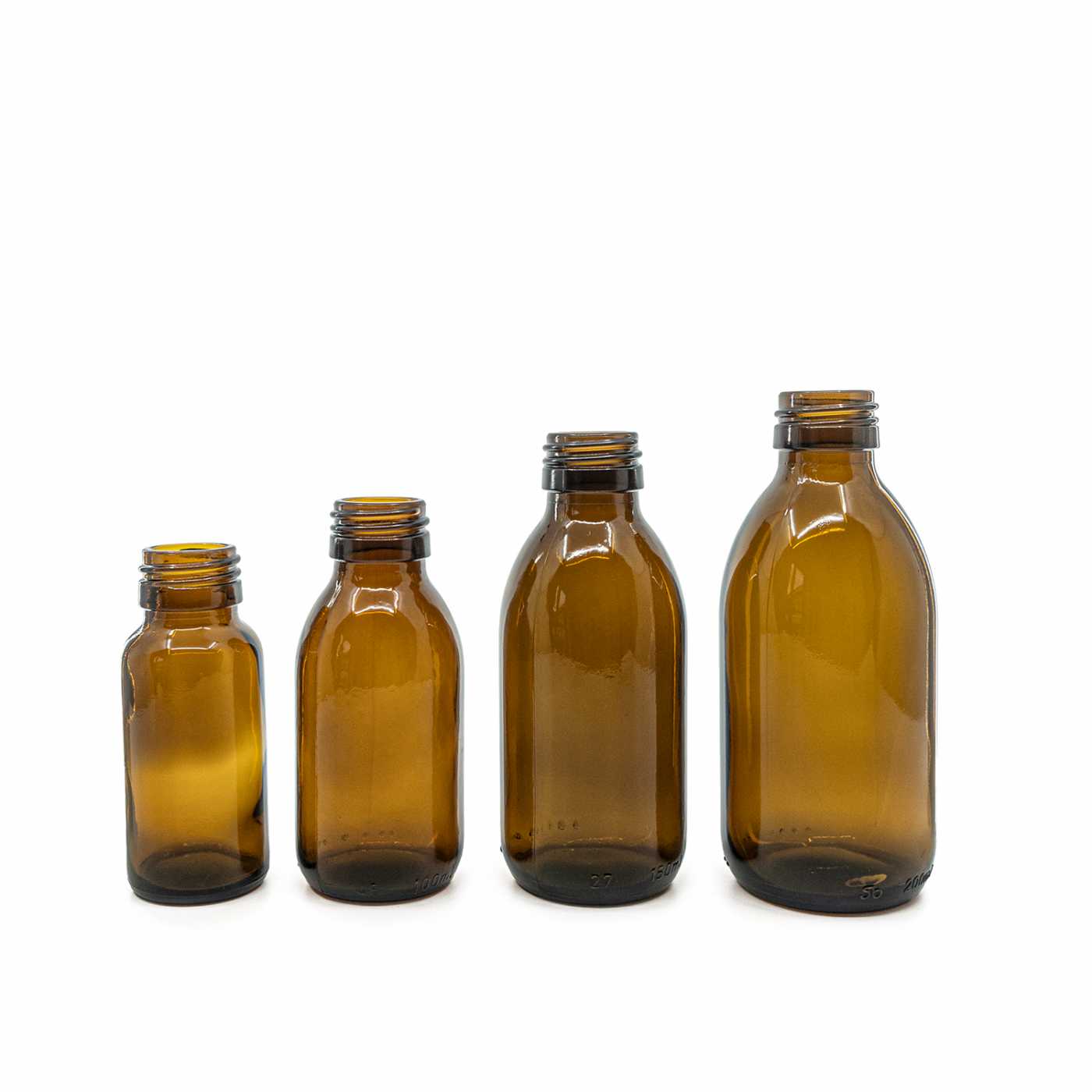 Szklana butelka apteczna brązowa, okrągła syropowa, 28 mm, 50 ml, 120 szt.