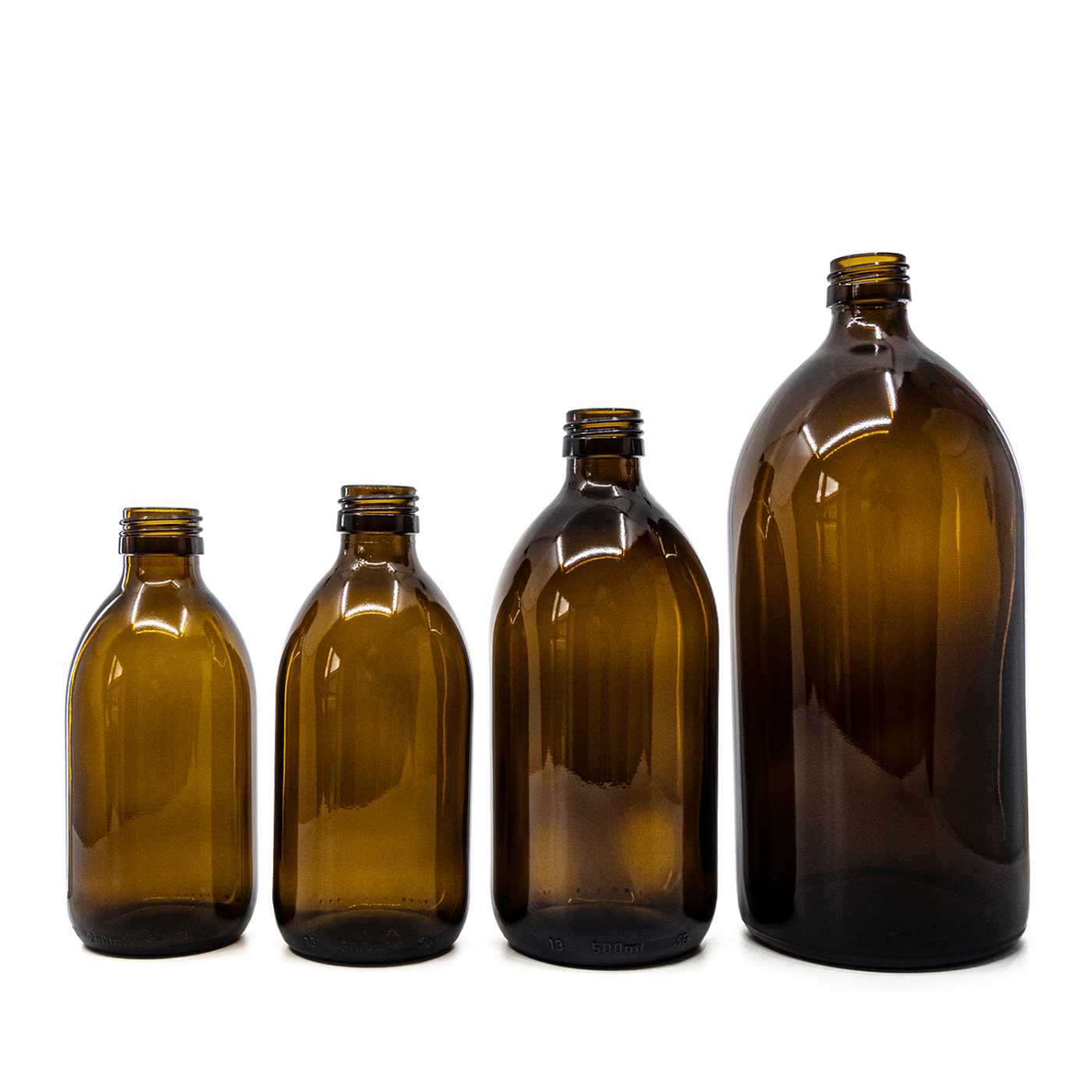 Szklana butelka apteczna brązowa, okrągła syropowa, 28 mm, 1000 ml, 14 szt.