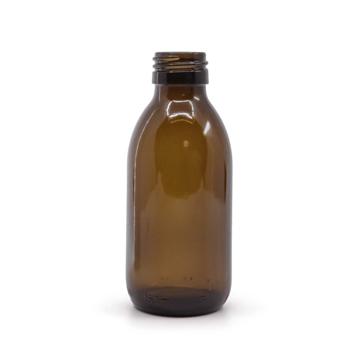 Bouteille en verre brun pour sirop, PP28S, 150 ml