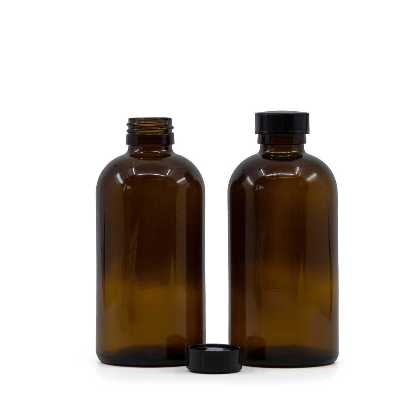 Butelka szklana apteczna Boston, 28 mm, czarna niska nakrętka, 250 ml