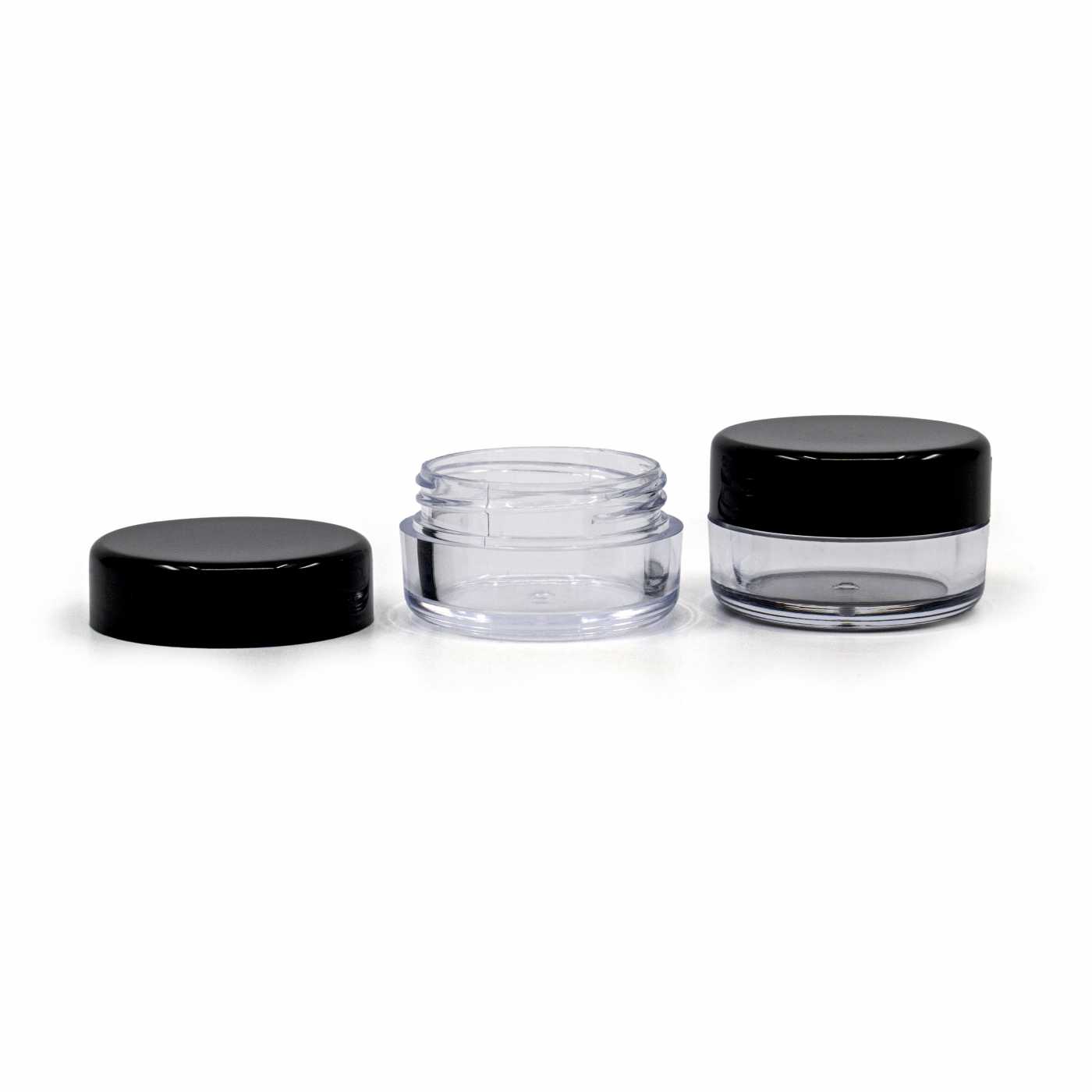 Plastový kelímok, priehľadný, čierny vrchnák, 5 ml