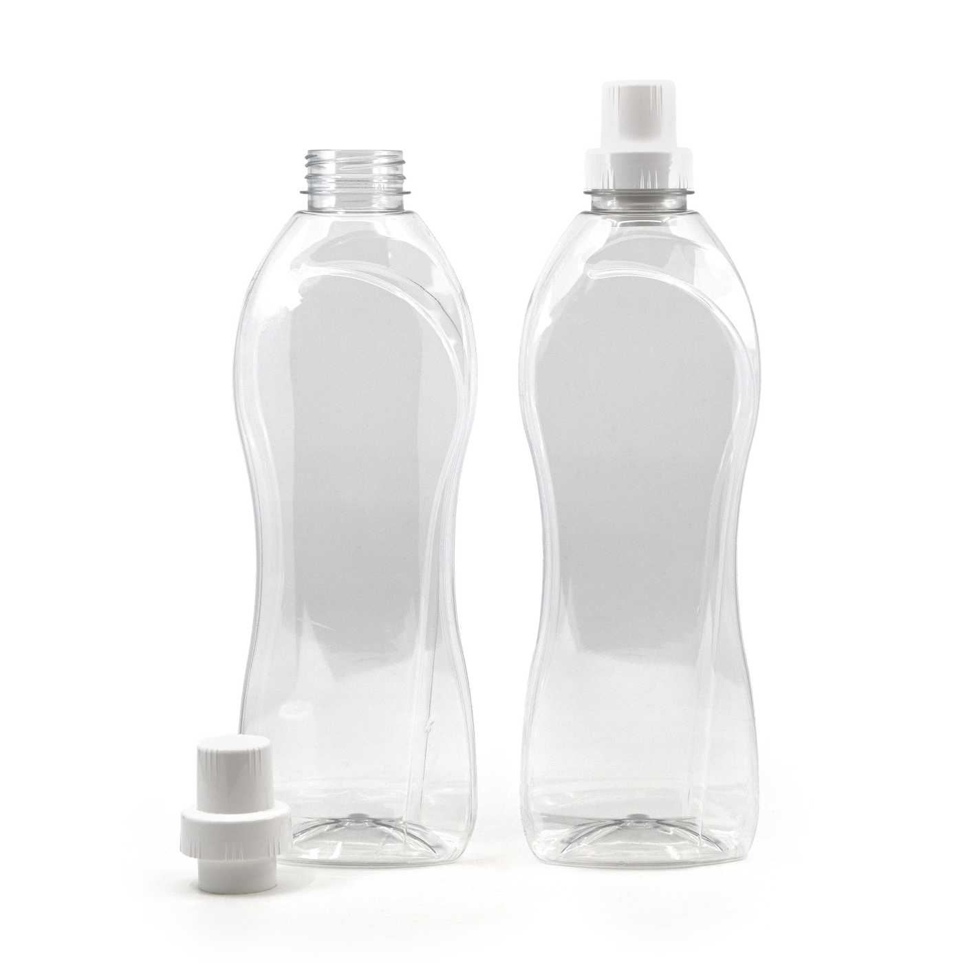 Flacon en plastique transparent pour assouplissant avec bouchon transparent, 1 l