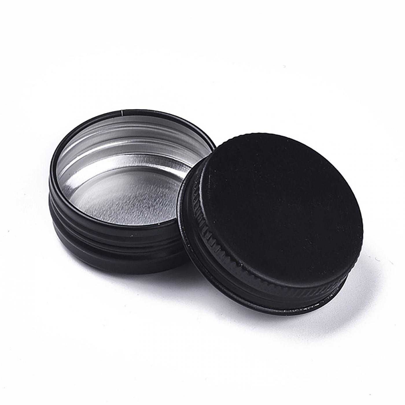 Alumínium tégely, fekete, 15 ml, fedő, 15 ml, 39 mm