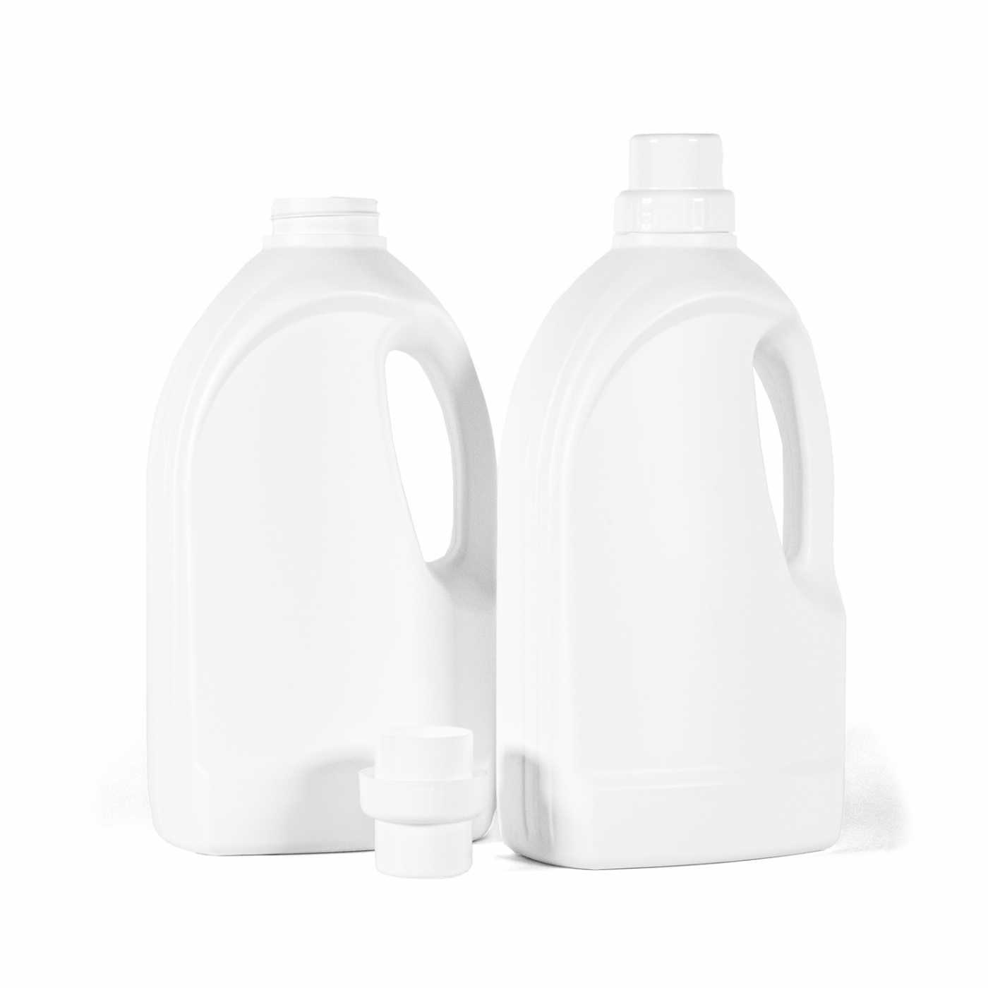 Flacon en plastique blanc pour assouplissant, bouchon blanc, 1,5 l