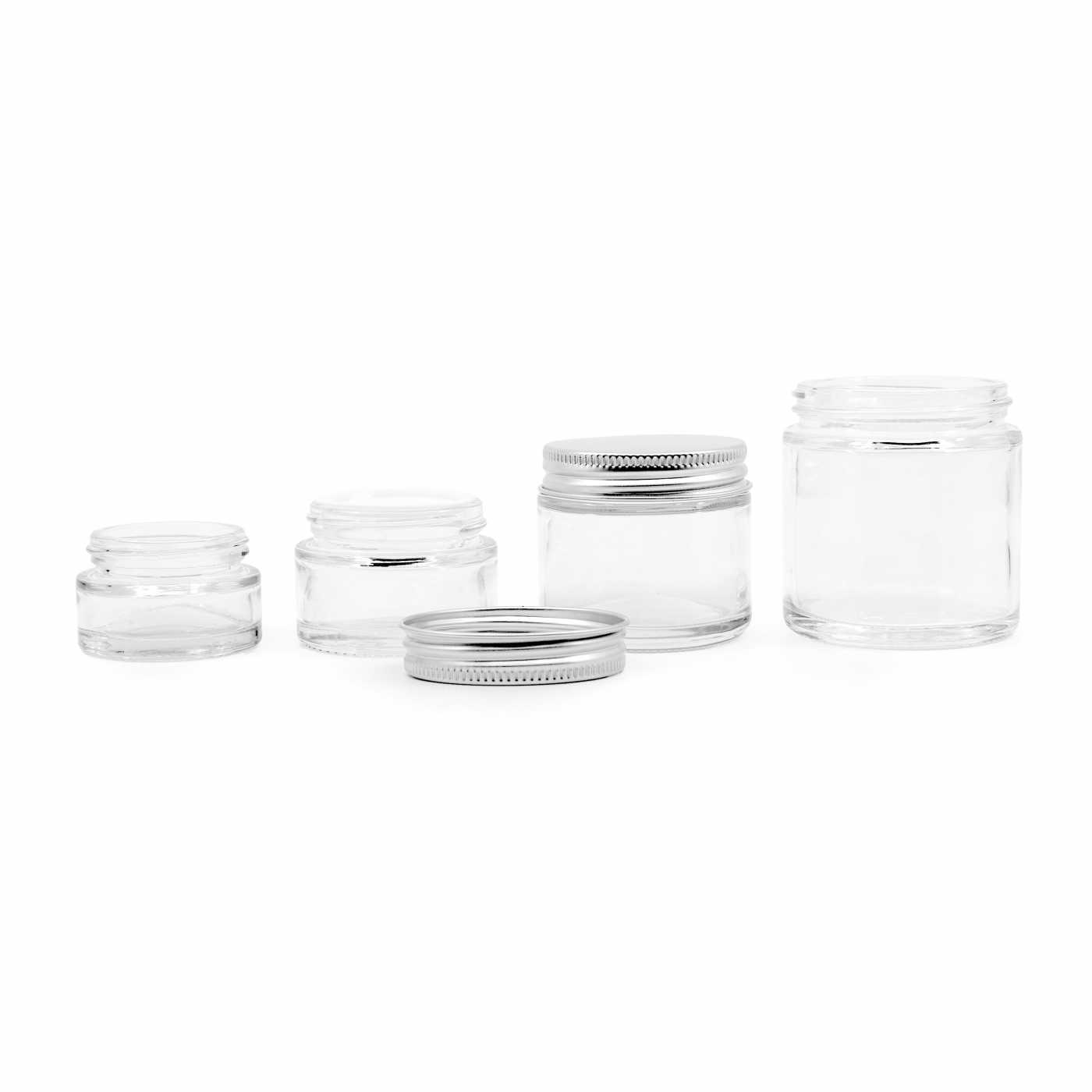 Klarglas-Tiegel, Aluminiumdeckel, 15 ml