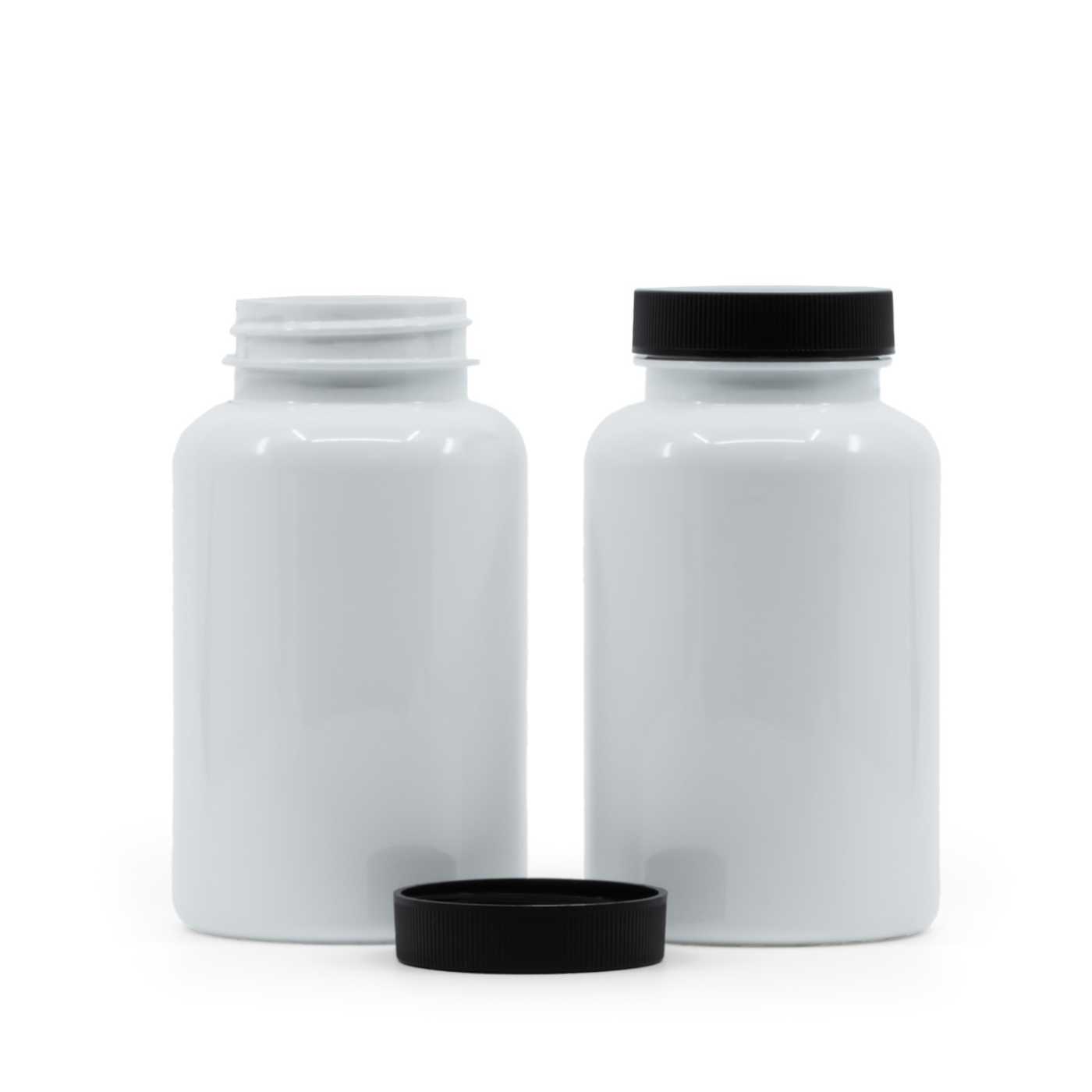 Tablettatartó, műanyag, fehér, fekete kupak, 250 ml