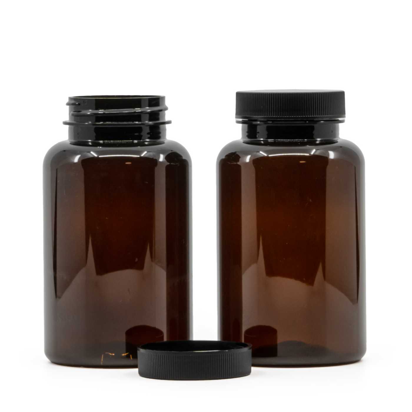 Hnědá plastová dóza na tablety s černým víčkem 250 ml