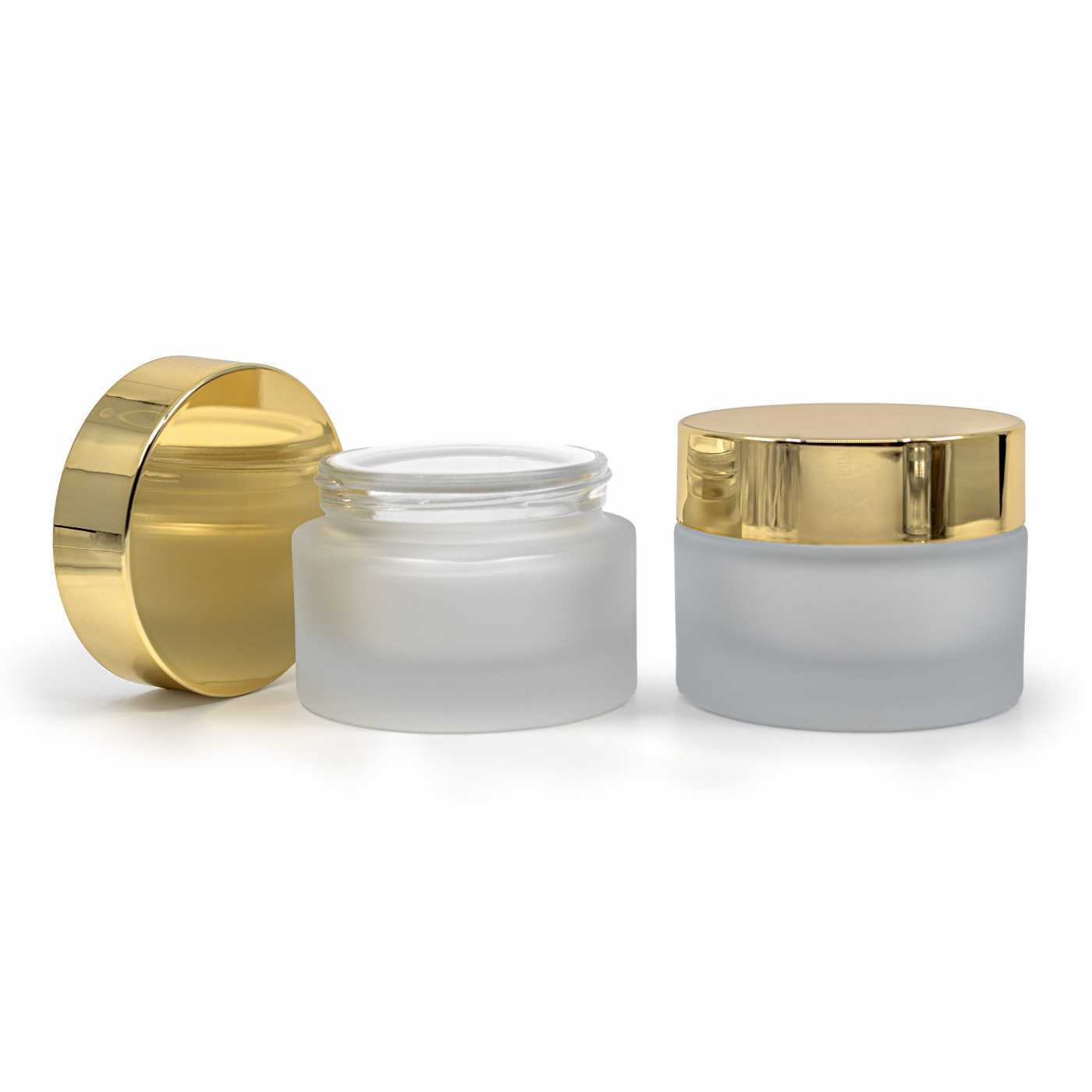 25 ml matt üveg kozmetikai tégely arany színű kupakkal