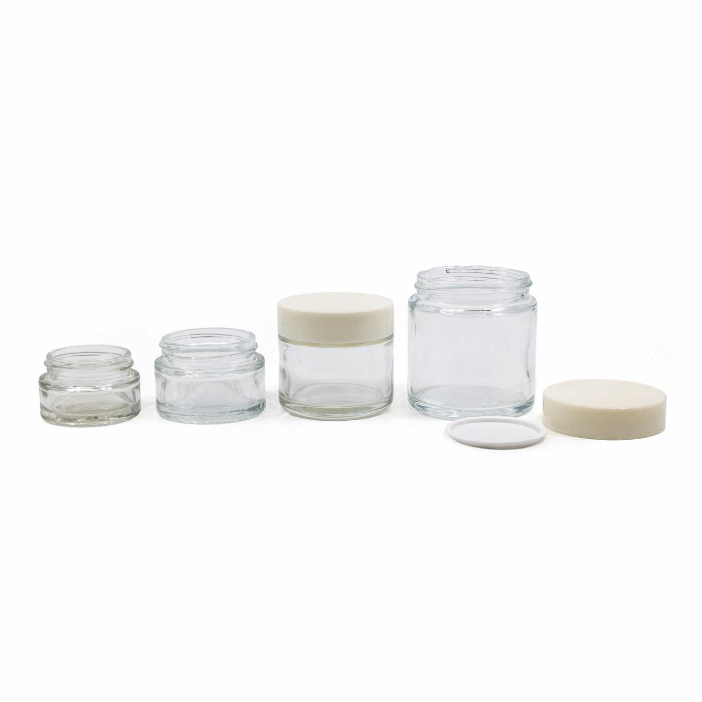 Glascremedose klar, weißer Deckel, 50 ml