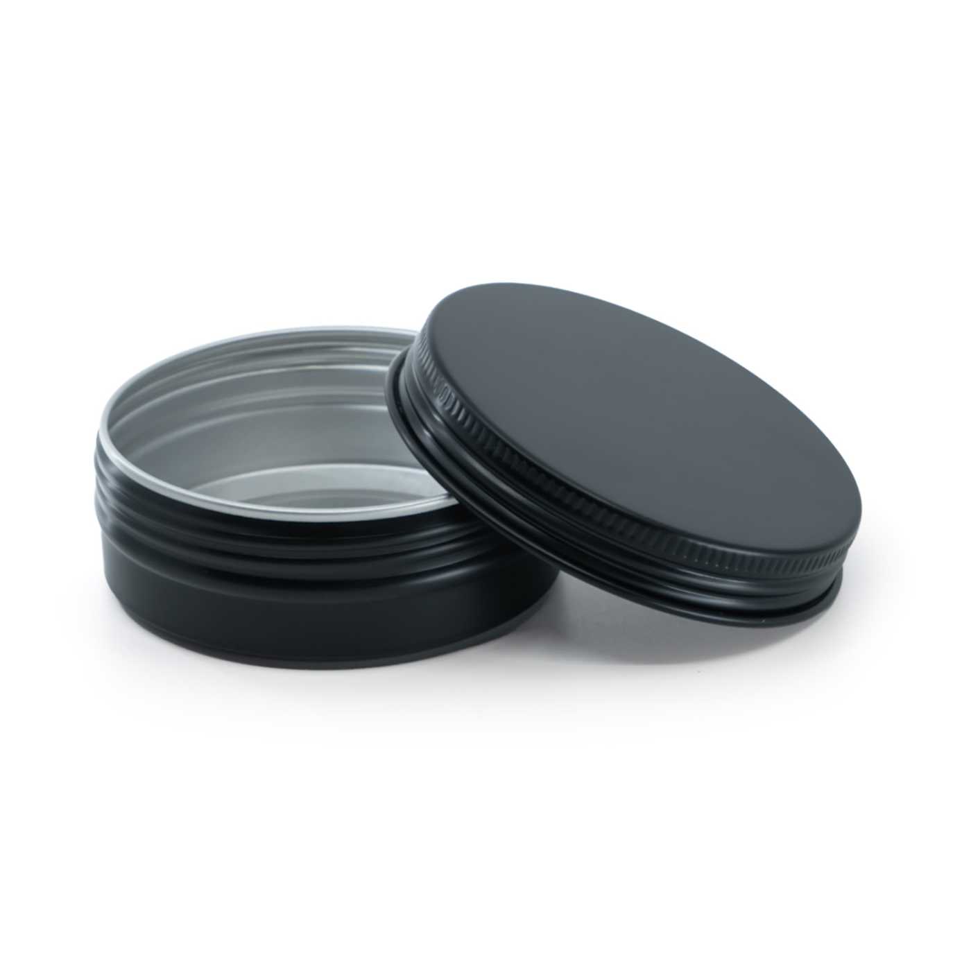 Fekete alumínium tégely, 60 ml, fedő, 68 mm