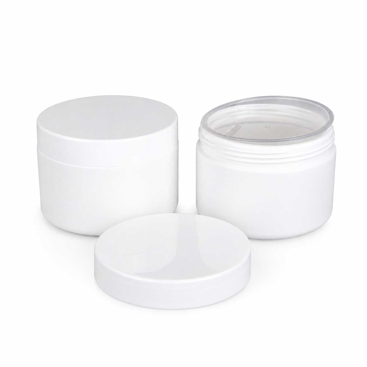 Weißer Plastiktiegel mit Deckel 250 ml OHNE DICHTUNG