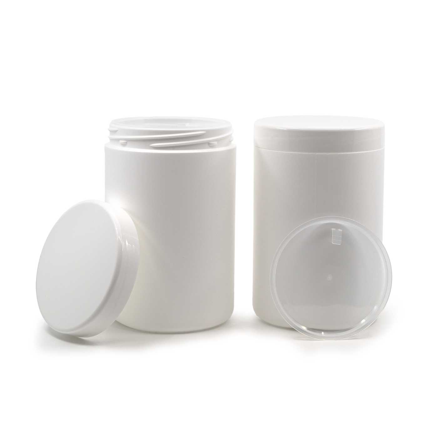 Kunststofftiegel, weiß, HDPE, 1000 ml, Deckel
