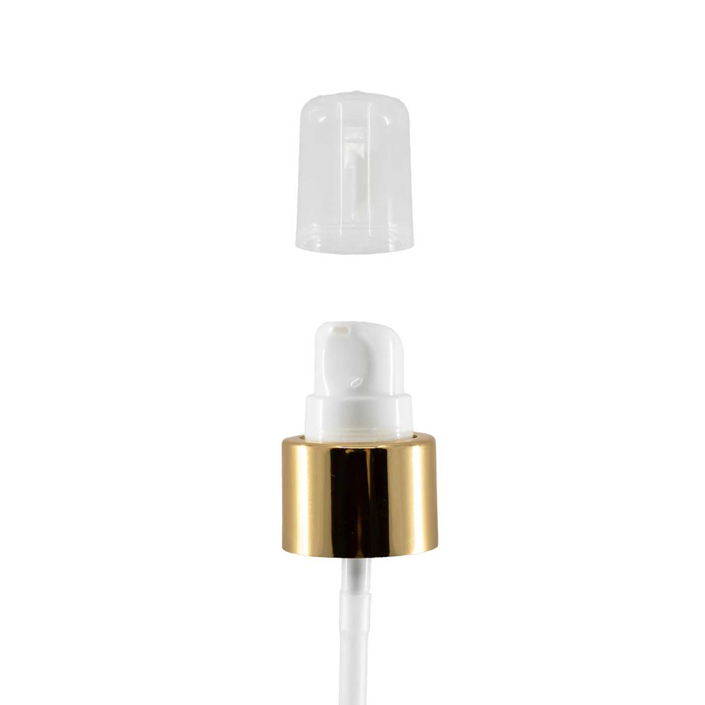 Weißer Lotionpumpe mit Schutzkappe 24/410 glänzend gold 200 mm
