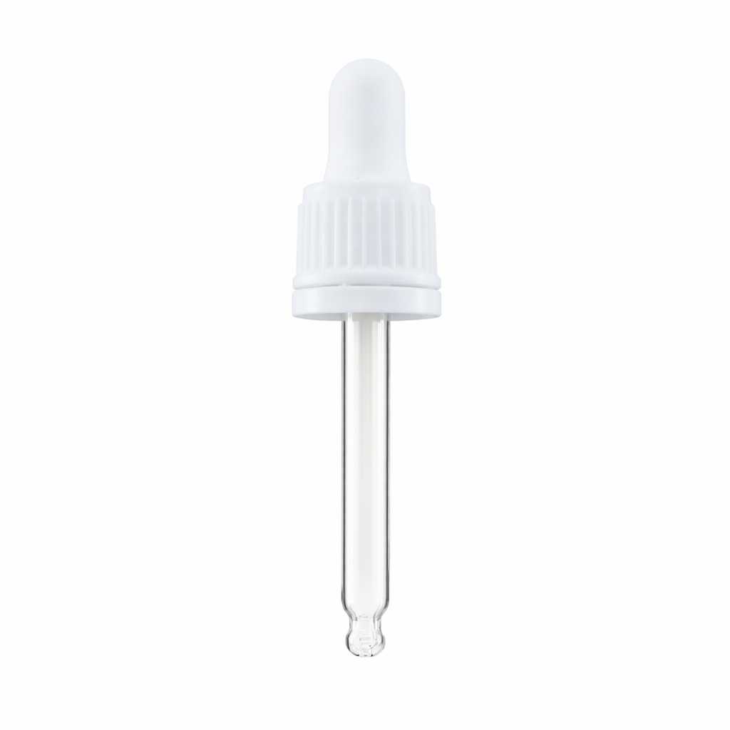 Weiße Tropfpipette mit Originalitätsring, 71 mm