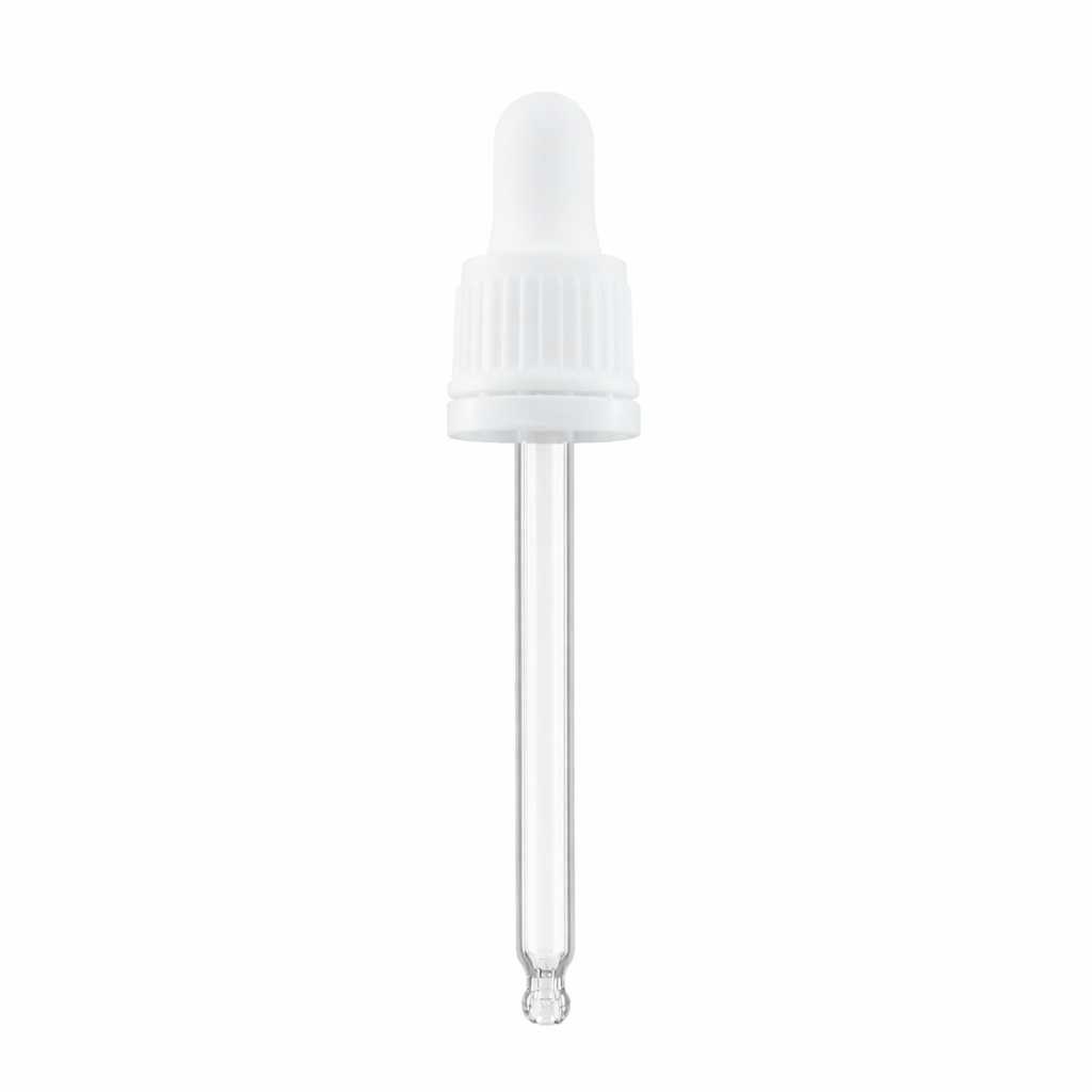 Glaspipette mit Erstöffnungsring, weiß, 84 mm