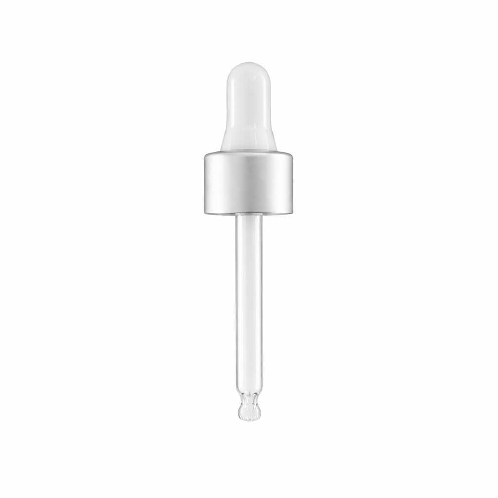 Glaspipette, matt Silber Weiß, 71 mm