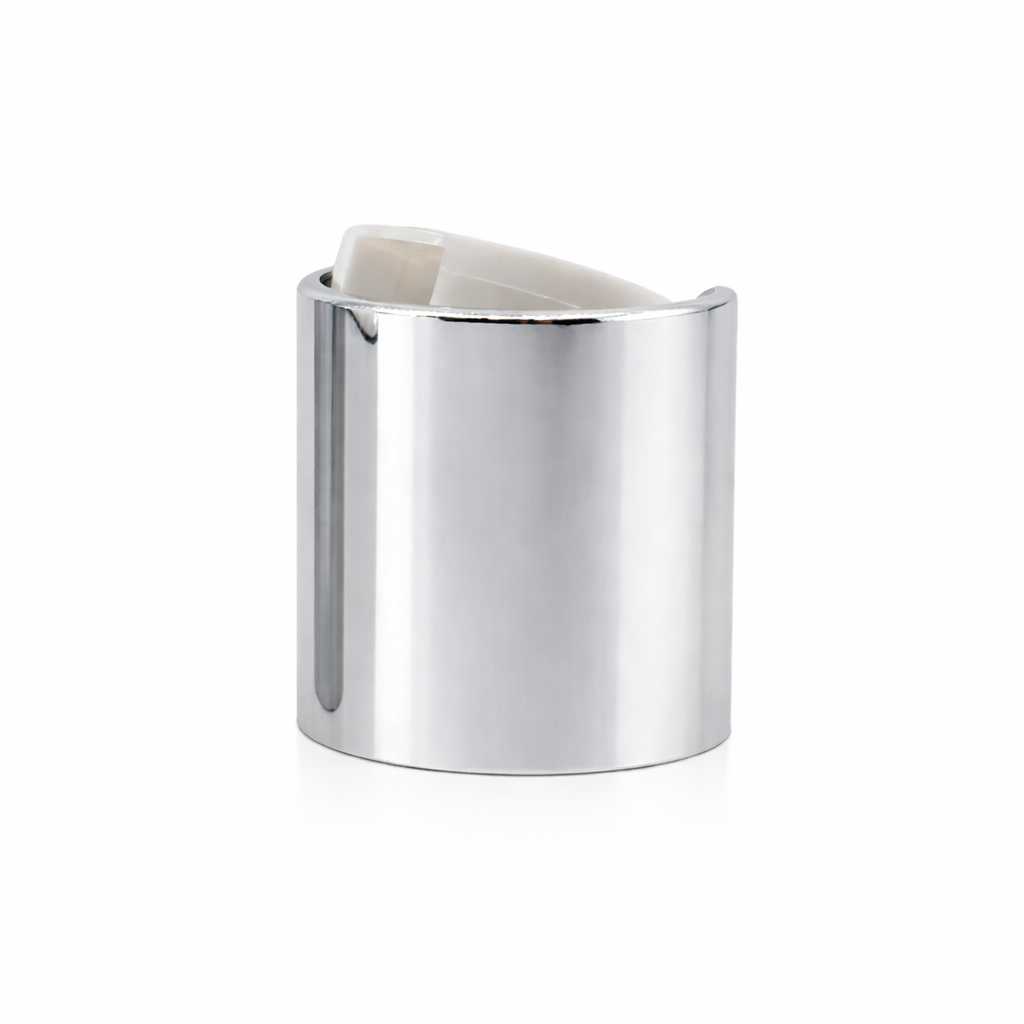 Disc-Top-Verschluss, Aluminium + Kunststoff, silber, weißes Zentrum, 24/410