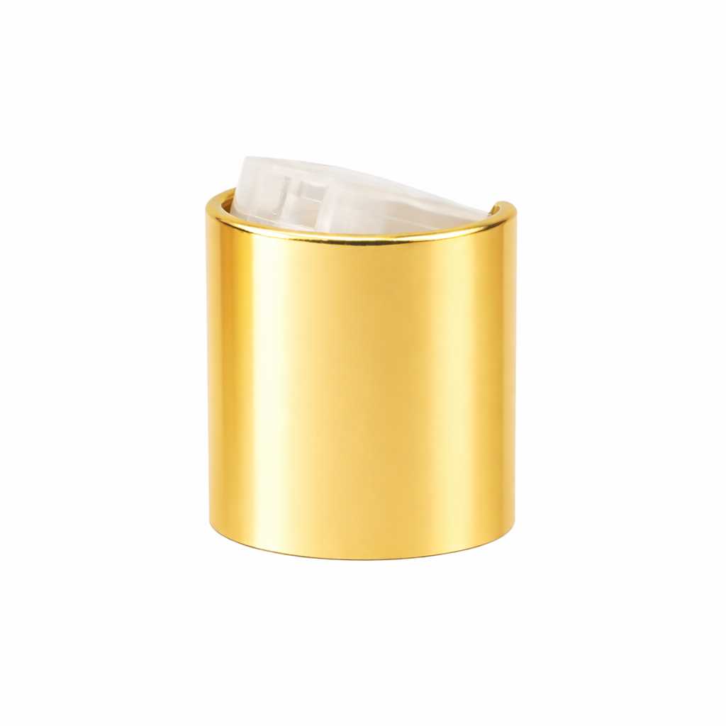 Disc-Top-Verschluss, Aluminium + Kunststoff, gold, transparenter Mittelteil, 24/410