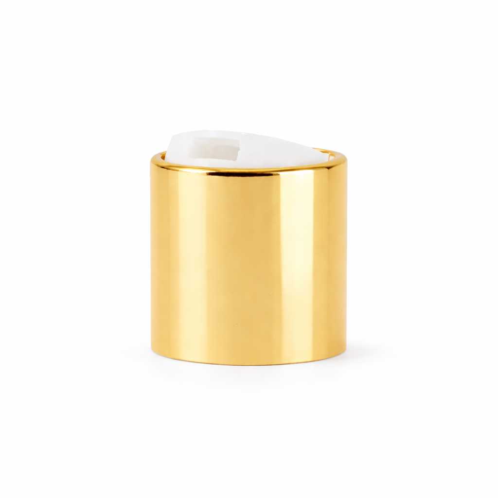 Disc-Top-Verschluss, Aluminium + PP, gold, weißes Zentrum, 24/410
