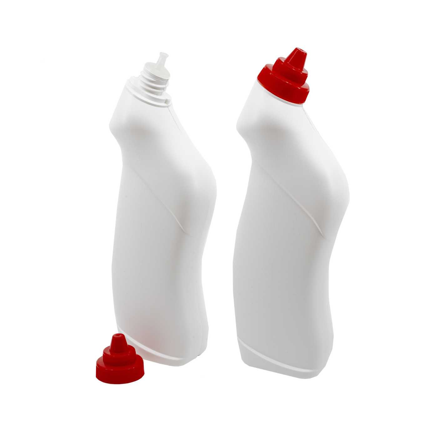 Kunststoffflasche für WC-Reiniger, weiß mit roter Kappe, 750 ml