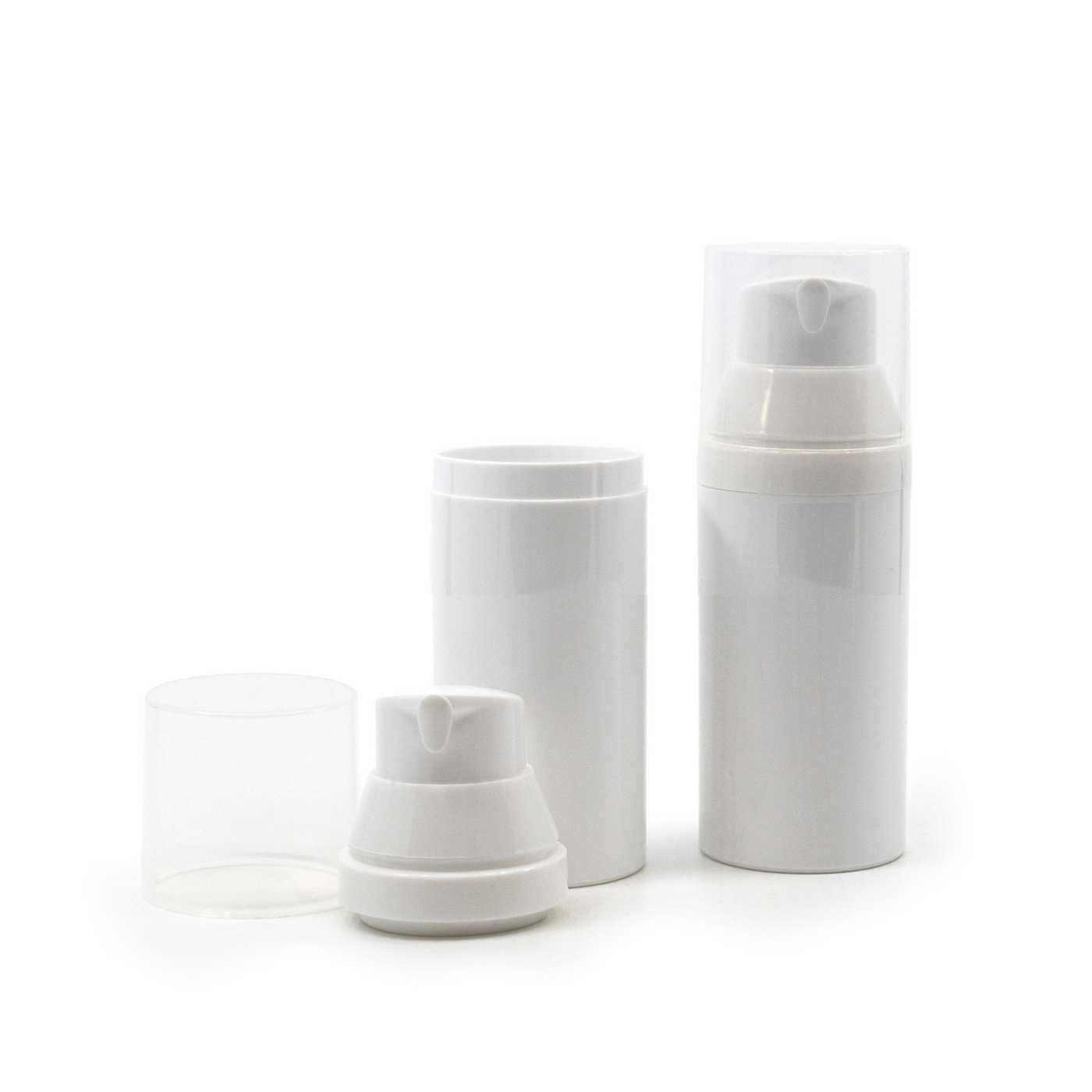 Weiße Airless-Kunststofffläschchen, 30 ml