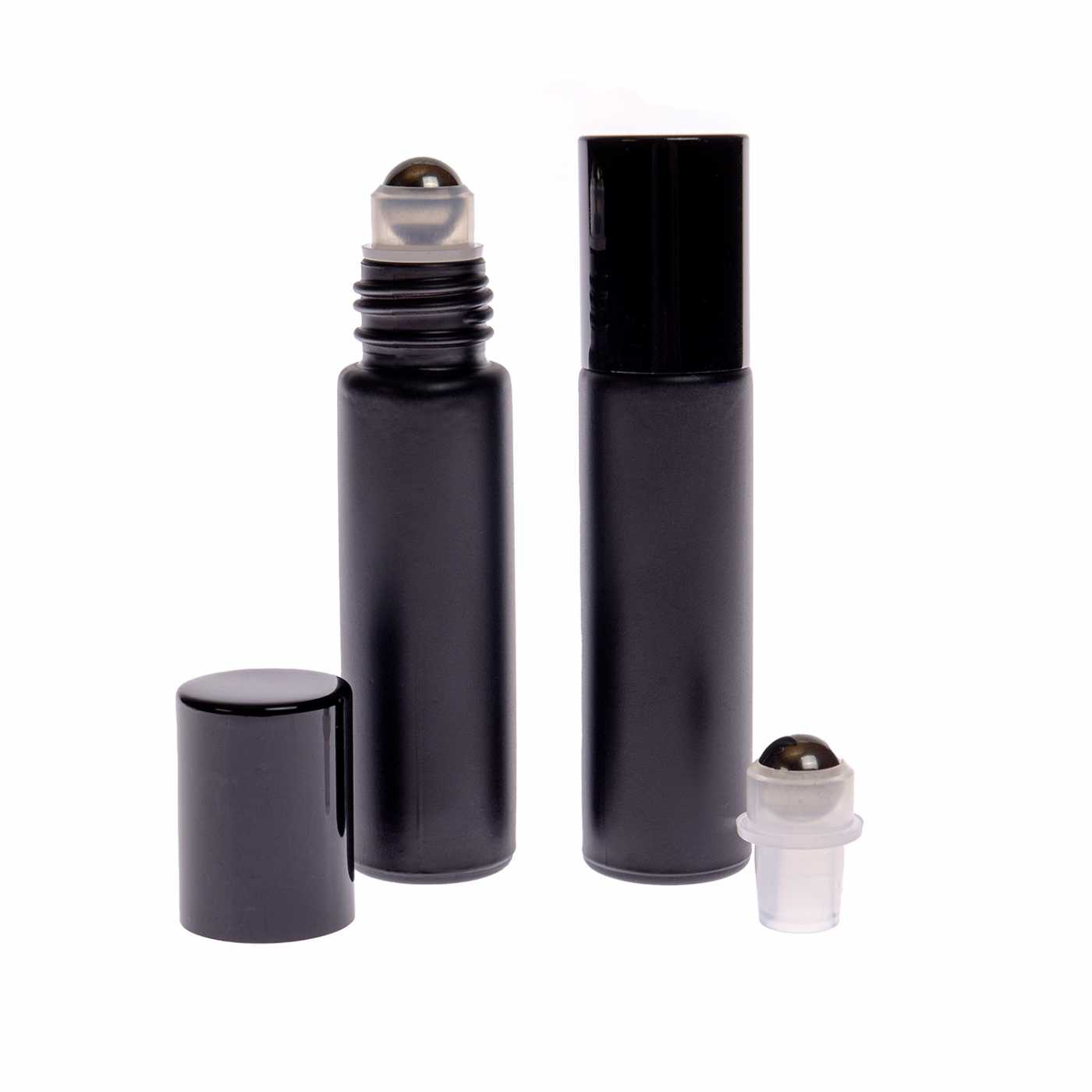 Flacon roll-on en verre 10 ml, noir mat