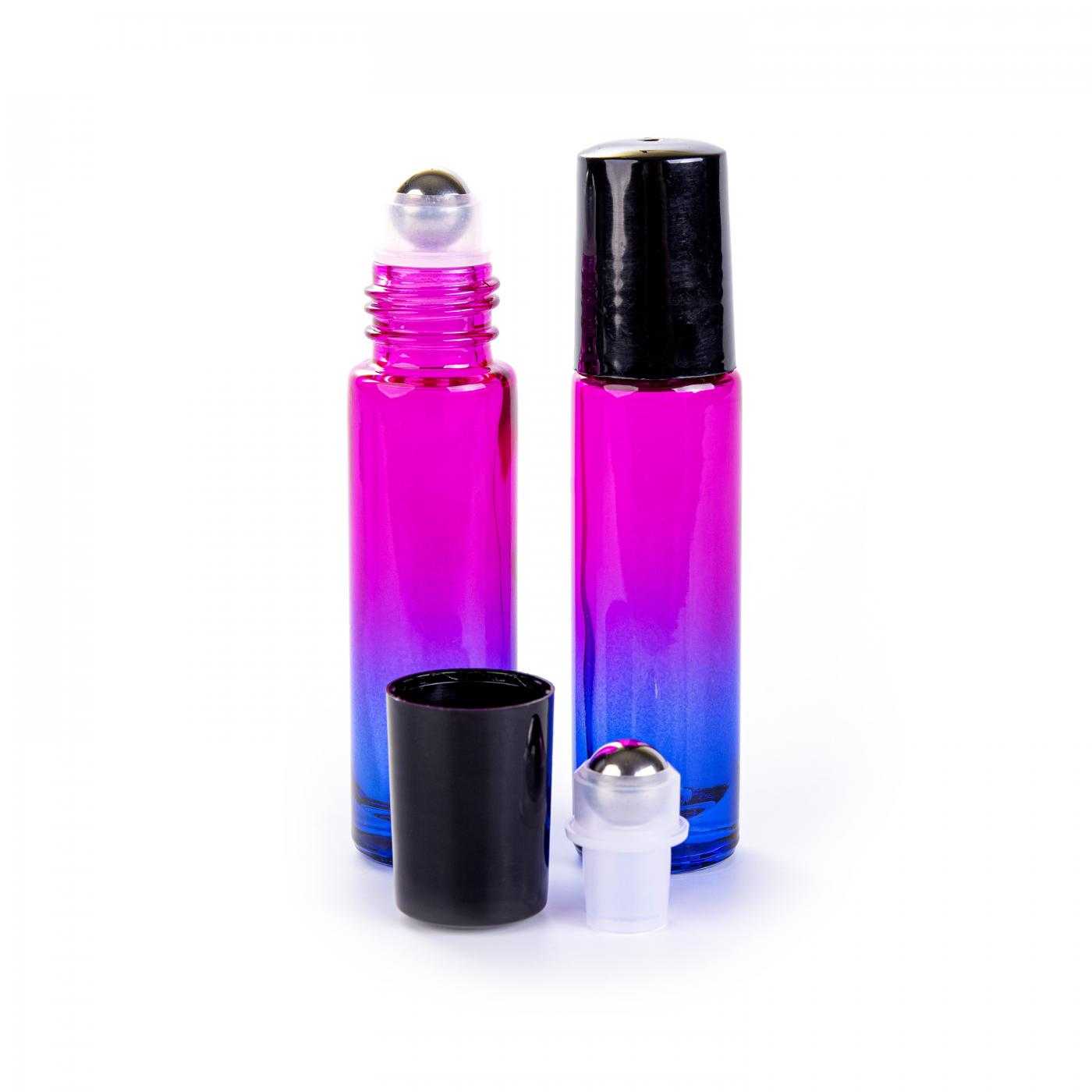 Flacon roll-on en verre 10 ml, rose-bleu