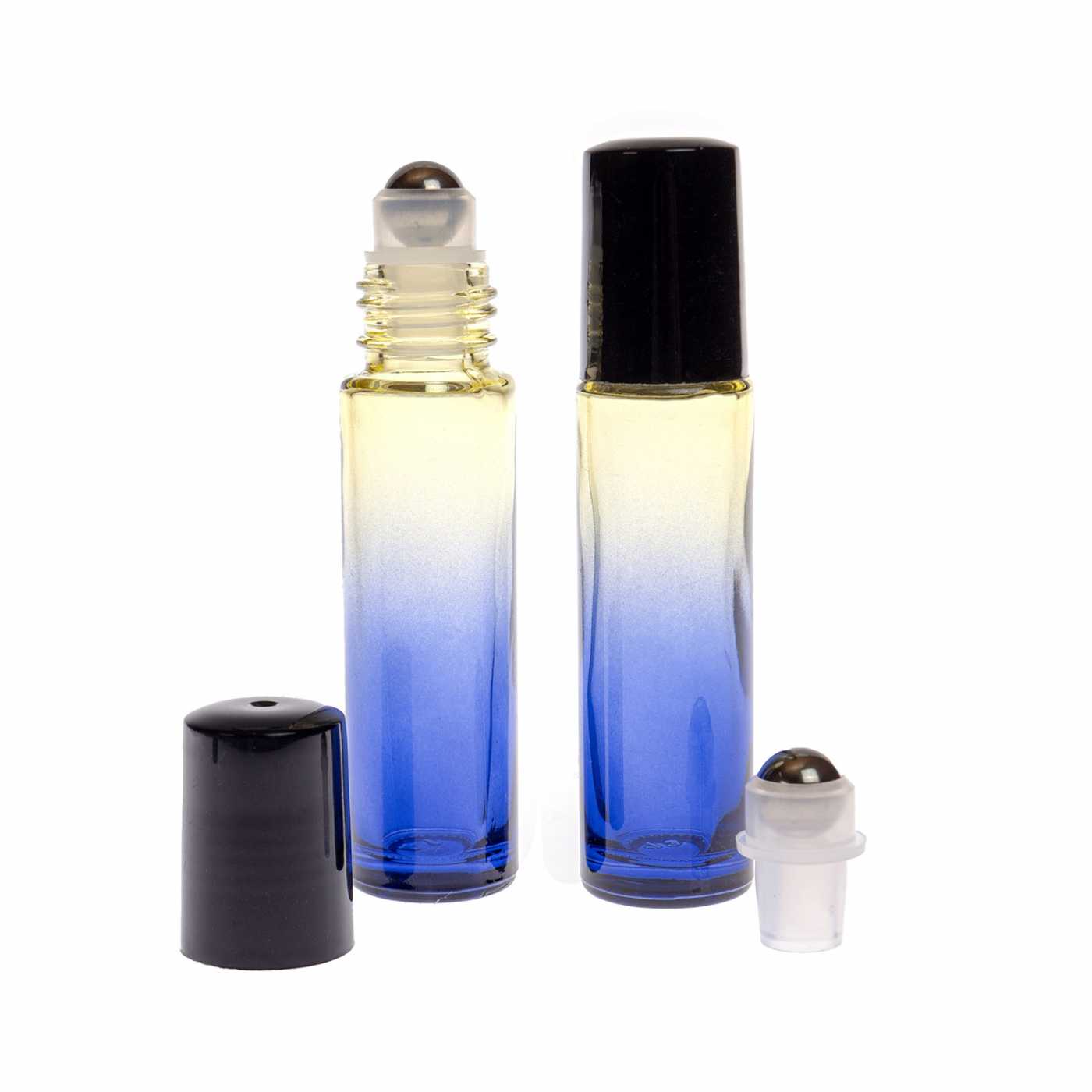 Flacon roll-on en verre, bleu-jaune, 10 ml