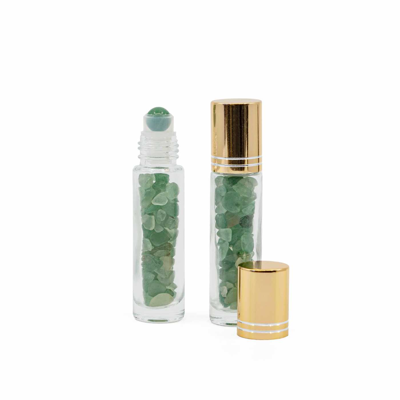 Roll-on en verre avec aventurine, bouchon doré, 10 ml