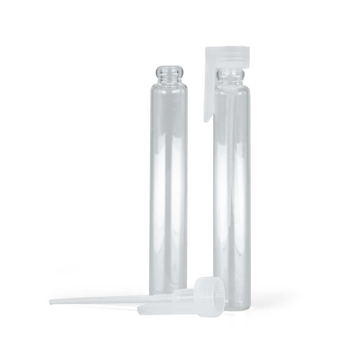 Testeur cosmétique en verre avec capuchon plastique transparent, 3 ml